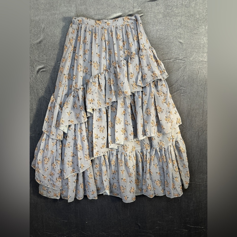 Joyfolie Mia Joy Blue Tan Cream Tiered Girls Maxi Skirt